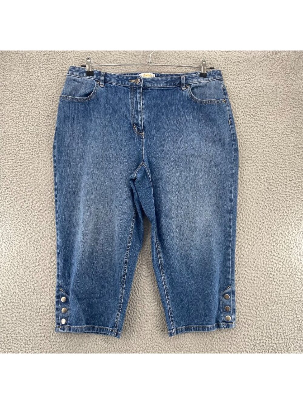 Talbots Jeans Womens 18W Plus Petite Blue Medium Wash Crop Classic Fit Stretch